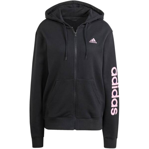 Bluza damska adidas Essentials Linear Full-Zip French Terry Hoodie czarna IS2072