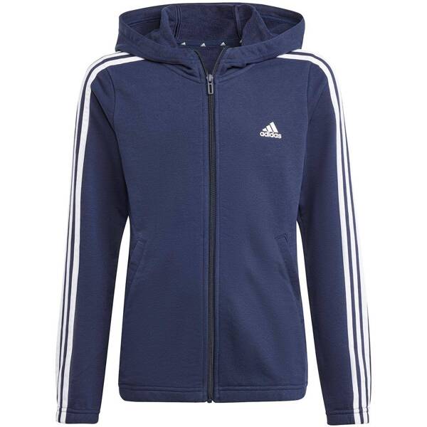 Bluza dla dzieci adidas Essentials 3-Stripes Full-Zip Hoodie granatowa IB1667