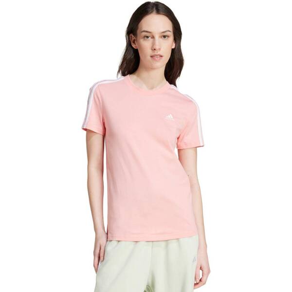 Koszulka damska adidas Essentials Slim 3-Stripes Tee różowa IY4200