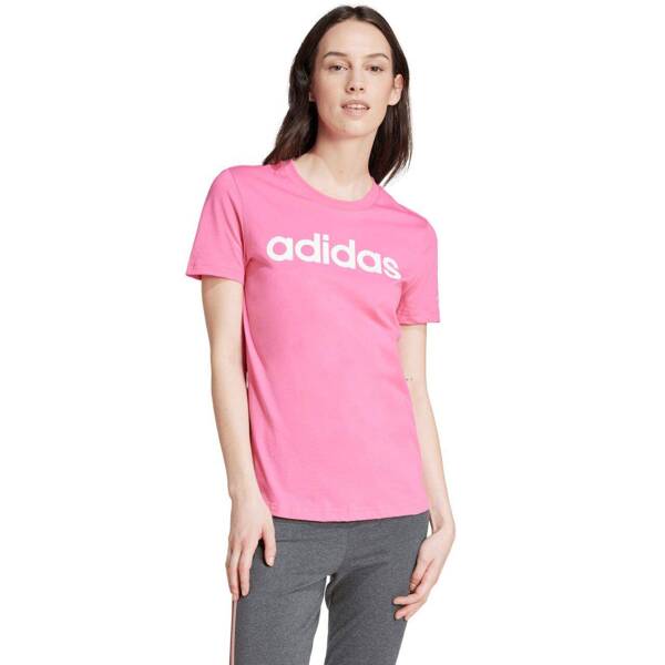 Koszulka damska adidas Loungewear Essentials Slim Logo Tee różowa IY9191